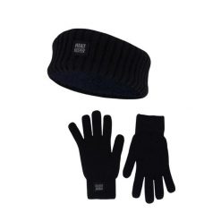 Zimowy zestaw termiczny dla kobiet – opaska na głowę + rękawiczki – granatowy. Niebieskie czapki i kapelusze damskie HEAT KEEPER, na zimę, bez wzorów, z poliesteru, sportowe. W wyprzedaży za 134.32 zł.