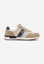 Beżowe Buty Sportowe przed Kostkę z Ozdobną Wstawką Orietna. Brązowe buty sportowe męskie Born2be, przed kostkę, bez zapięcia. Za 109.99 zł.