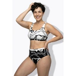 Damskie Bikini wzór w linie bez miękkich miseczek ramiączka z regulacją. Czarne bikini damskie Ulla Popken, plus size, bez wzorów, plus size. W wyprzedaży za 191.99 zł.