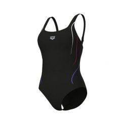 Damski kostium kąpielowy 1-częściowy Arena Ludovica Soft Curve Back. Czarne kostiumy jednoczęściowe damskie Arena, bez wzorów, z elastanu, do pływania. Za 209.99 zł.