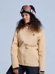 Kurtka narciarska damska - Arctic 2L ocieplana - ciepły piasek. Brązowe kurtki snowboardowe damskie POEDERBAAS, l, bez wzorów, z materiału, bez kaptura, narciarskie. Za 807.02 zł.