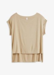 Shirt oversized z lejącej wiskozy. Czarne bluzki damskie bonprix, bez wzorów, z wiskozy, bez kołnierzyka, bez ramiączek. Za 49.99 zł.