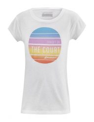 T-shirt Koszulka dziewczęca Message Tee. Białe t-shirty i topy dla dziewczynek BABOLAT, bez wzorów, z bawełny, bez ramiączek. Za 59.99 zł.