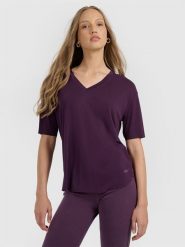 4F T-shirt oversize z modalem damski - fioletowy M. Fioletowe t-shirty damskie 4f, m, bez wzorów, bez kołnierzyka. Za 99.99 zł.