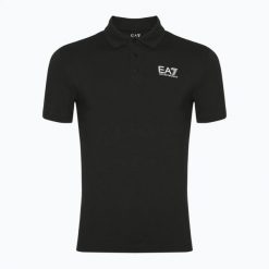 Koszulka męska EA7 Emporio Armani Train Visibility Polo. Czarne koszulki polo męskie EA7 Emporio Armani, m, bez wzorów, z bawełny, eleganckie, bez ramiączek. Za 359.99 zł.
