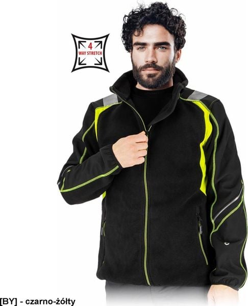 LH-TAYGER Bluza ochronna męska stójka dzianina polar 100% 2 kieszenie rękawy wykończone lamówką pasy odblaskowe softshell 4-kierunkowy stretch 100% p. Brązowe bluzy męskie Reis, l, bez wzorów, z dzianiny, bez kaptura. Za 112.10 zł.