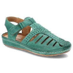Zielone Sandały Maciejka Wygodne Skórzane Buty. Zielone półbuty damskie Maciejka, na lato, bez wzorów, ze skóry, wakacyjne, bez obcasa, bez zapięcia. Za 239.00 zł.