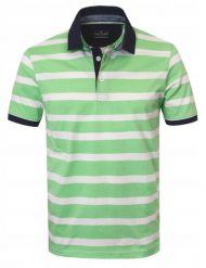 Męska Koszulka Polo - Pako Jeans - Zielone Prążki. Zielone koszulki polo męskie Pako Jeans, l, bez wzorów, z bawełny, casualowe, bez ramiączek. Za 129.00 zł.