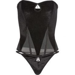 Gorset + stringi (2 części) bonprix czarny. Stringi damskie bonprix. Za 49.99 zł.