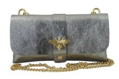 Listonoszka skórzana BARBERINI'S c. srebrna 958/1-46. Szare torebki shopper damskie Barberinis, bez wzorów, ze skóry, eleganckie, bez dodatków. Za 119.99 zł.