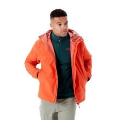 Kurtka przeciwdeszczowa męska Rab Downpour Eco Jacket z kapturem. Szare kurtki męskie RAB, m, bez wzorów, sportowe, z kapturem. Za 369.99 zł.