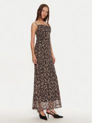 Gina Tricot Sukienka codzienna 24060 Brązowy Slim Fit. Brązowe sukienki damskie Gina Tricot, na co dzień, s, bez wzorów, z syntetyku, bez kołnierzyka, bez ramiączek, proste. Za 139.99 zł.
