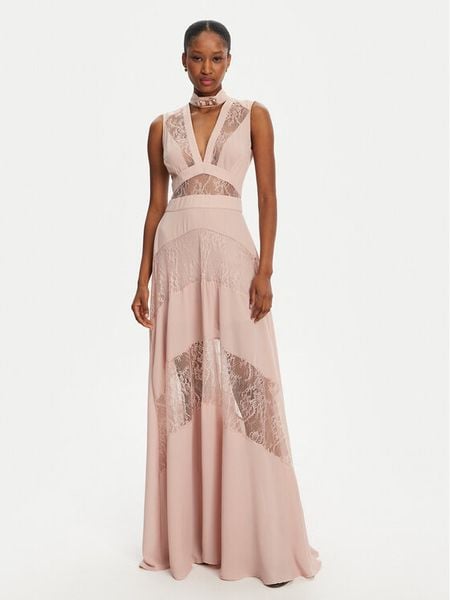 Babylon Sukienka wieczorowa EL0731 Różowy Regular Fit. Czerwone sukienki damskie Babylon, bez wzorów, z syntetyku, wizytowe, bez kołnierzyka, bez ramiączek. Za 1,909.00 zł.