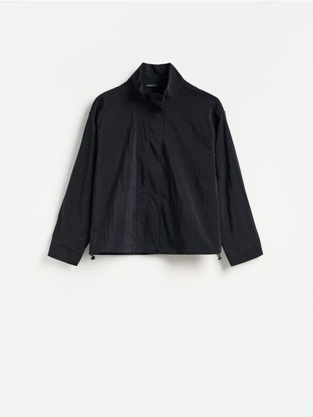 Kurtka ze stójką - czarny. Czarne kurtki damskie Reserved, l, bez wzorów, z tkaniny, bez kaptura. Za 159.99 zł.