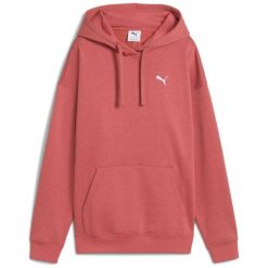 Bluza damska Puma ESS Relaxed Hoodie FL. Czerwone bluzy damskie Puma, bez wzorów, bez kaptura, na fitness i siłownię. Za 168.99 zł.