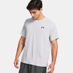 Koszulka T-Shirt Męski Treningowy Under Armour Szybkoschnący Biały. Białe buty sportowe męskie Under Armour, m, bez wzorów, bez kołnierzyka, bez ramiączek, na fitness i siłownię. Za 104.36 zł.