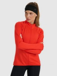4F Bluza do biegania regular szybkoschnąca damska - czerwona S. Czerwone bluzy sportowe damskie 4f, s, bez wzorów, z materiału, bez kaptura, do biegania. Za 199.99 zł.
