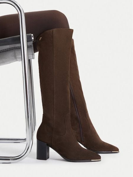 MEXX Kozaki EO-WI44-TUGA-02 Brązowy. Brązowe kozaki damskie Mexx, bez obcasa, na słupku. Za 629.99 zł.