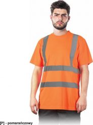 R.E.I.S. TSROUTE - T-shirt męski Bird-Eye z pasami odblaskowymi - pomarańczowy L. Brązowe t-shirty męskie R.E.I.S., l, bez wzorów, bez kołnierzyka. Za 36.38 zł.