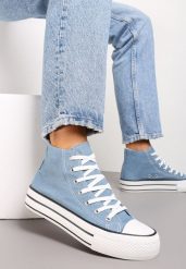 Jasnoniebieskie Sznurowane Trampki z Cholewką za Kostkę Raniea. Niebieskie trampki i tenisówki damskie Renee, bez wzorów, za kostkę, bez zapięcia. Za 69.99 zł.