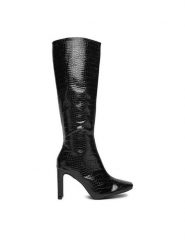 DeeZee Kozaki JDY210928 Czarny. Czarne kozaki damskie DeeZee, z materiału, bez obcasa, na słupku. Za 239.99 zł.