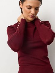Dopasowany sweter z wiskozą - różowy. Czerwone swetry damskie Sinsay, l, bez wzorów, z wiskozy, bez kołnierzyka, bez ramiączek, bez kaptura. Za 35.99 zł.