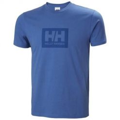 Koszulka sportowa męska Helly Hansen Box. Niebieskie koszulki sportowe męskie Helly Hansen, m, bez wzorów, z bawełny, bez kołnierzyka, bez ramiączek, trekkingowe. Za 136.20 zł.