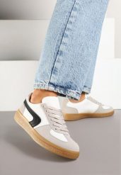 Biało-Czarne Casualowe Sneakersy Typu Kultowe Tenisówki Ablerri. Białe trampki i tenisówki damskie Renee, bez wzorów, klasyczne, bez zapięcia. Za 79.99 zł.