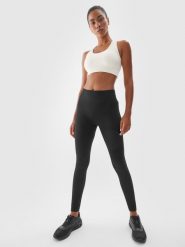 4F Legginsy treningowe bezszwowe z wysokim stanem damskie - czarne M/L. Czarne legginsy damskie 4f, l, bez wzorów, z dzianiny, z podwyższonym stanem, na fitness i siłownię. Za 129.99 zł.