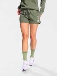 Damskie Szorty bawełniane Hummel Active. Zielone szorty sportowe damskie Hummel, na jesień, xs, bez wzorów, z bawełny, klasyczne, z standardowym stanem, na fitness i siłownię. Za 246.00 zł.