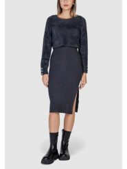 Morgan Sukienka dzianinowa 242-RMONA Szary Slim Fit. Szare sukienki damskie Morgan, m, bez wzorów, z dzianiny, bez kołnierzyka, bez ramiączek. Za 369.99 zł.