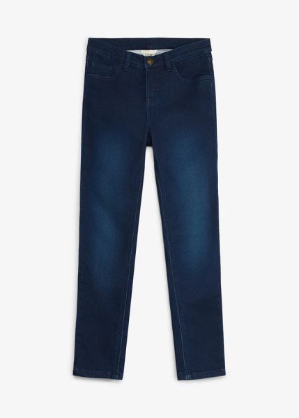 Bardzo obcisłe jeansy, mid waist. Niebieskie jeansy dla dziewczynek bonprix, z jeansu. Za 97.99 zł.