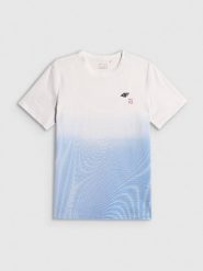 4F T-shirt regular z nadrukiem męski - niebieski XL. Niebieskie t-shirty męskie 4f, m, bez wzorów, z materiału, biznesowe, bez kołnierzyka. Za 89.99 zł.