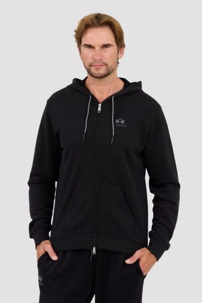 LA MARTINA Czarna męska bluza Hooded Cot, Rozmiar XXL. Czarne bluzy męskie La Martina, l, bez wzorów, bez kaptura. W wyprzedaży za 329.99 zł.