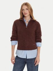 Tommy Jeans Sweter DW0DW21686 Brązowy Relaxed Fit. Brązowe swetry damskie Tommy Jeans, l, bez wzorów, z jeansu, bez kołnierzyka, bez ramiączek, bez kaptura. Za 489.99 zł.