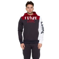 Herren-Winter-Kapuzenpullover zum Überziehen mit Large Leone 1947 Color Block. Szare bluzy męskie LEONE 1947 APPAREL, bez wzorów, z bawełny, bez kaptura. W wyprzedaży za 206.29 zł.