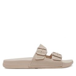 Klapki FitFlop. Brązowe klapki damskie FitFlop, bez wzorów, bez obcasa. Za 119.99 zł.