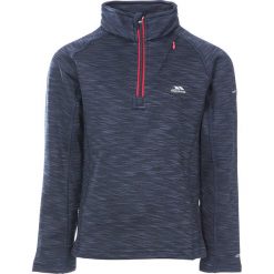 Bluza polarowa w kolorze granatowo-czerwonym. Niebieskie bluzy dla chłopców Trespass Kids, bez wzorów, z materiału, bez ramiączek, bez kaptura. W wyprzedaży za 49.95 zł.