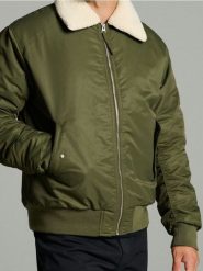 Kurtka bomberka z kołnierzykiem - khaki. Brązowe kurtki męskie Sinsay, l, bez wzorów, bez kaptura. Za 139.99 zł.