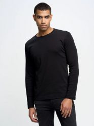 Koszulka męska z długim rękawem czarna Classical 906. Czarne bluzy męskie Big Star, na zimę, l, bez wzorów, z bawełny, bez kaptura. Za 139.99 zł.