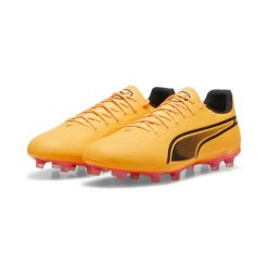 Buty piłkarskie KING PRO FG/AG PUMA Sun Stream Black Sunset Glow Orange Pink. Czarne buty sportowe męskie Puma, z materiału, bez zapięcia, do piłki nożnej. W wyprzedaży za 268.50 zł.