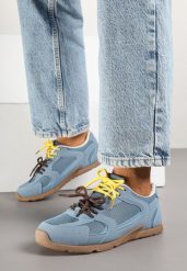Niebieskie Sneakersy z Podwójnymi Sznurówkami Terfitra. Niebieskie obuwie sportowe damskie Renee, bez wzorów. Za 79.99 zł.