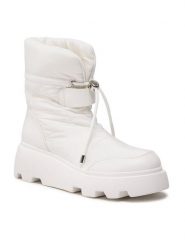 DeeZee Botki H2001-01 Biały. Białe botki damskie DeeZee, z materiału, bez obcasa, na płaskiej podeszwie, bez zapięcia. Za 219.99 zł.