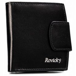 Portfel mały Rovicky R-RD314-GCL czarny. Czarne portfele damskie ROVICKY, bez wzorów, ze skóry. Za 69.00 zł.
