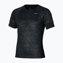Koszulka do biegania męska Mizuno Graphic Trail Tee. Czarne koszulki sportowe męskie Mizuno, l, bez wzorów, z materiału, bez kołnierzyka, bez ramiączek, do biegania. Za 159.99 zł.