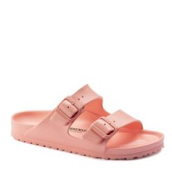 Klapki damskie Birkenstock Arizona Eva. Czerwone klapki damskie Birkenstock, bez wzorów, z materiału, bez obcasa. Za 188.10 zł.