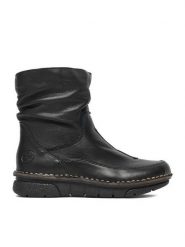 Rieker Botki CEO-73366-01 Czarny. Czarne botki damskie Rieker, ze skóry, bez obcasa, na płaskiej podeszwie, bez zapięcia. Za 429.99 zł.