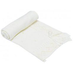 EKO Bawełniany Kocyk Ribbon, Biały. Białe kocyki dla dzieci EKO, z bawełny. Za 55.00 zł.