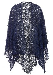 Letnie poncho. Niebieskie żakiety damskie bonprix, bez wzorów, z koronki. Za 104.99 zł.