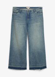 Dżinsy ze średnim stanem, szeroka nogawka. Niebieskie jeansy damskie bonprix. Za 169.99 zł.